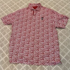 Garnet and White Patterned Men's University of South Carolina Polo Shirt Size XL